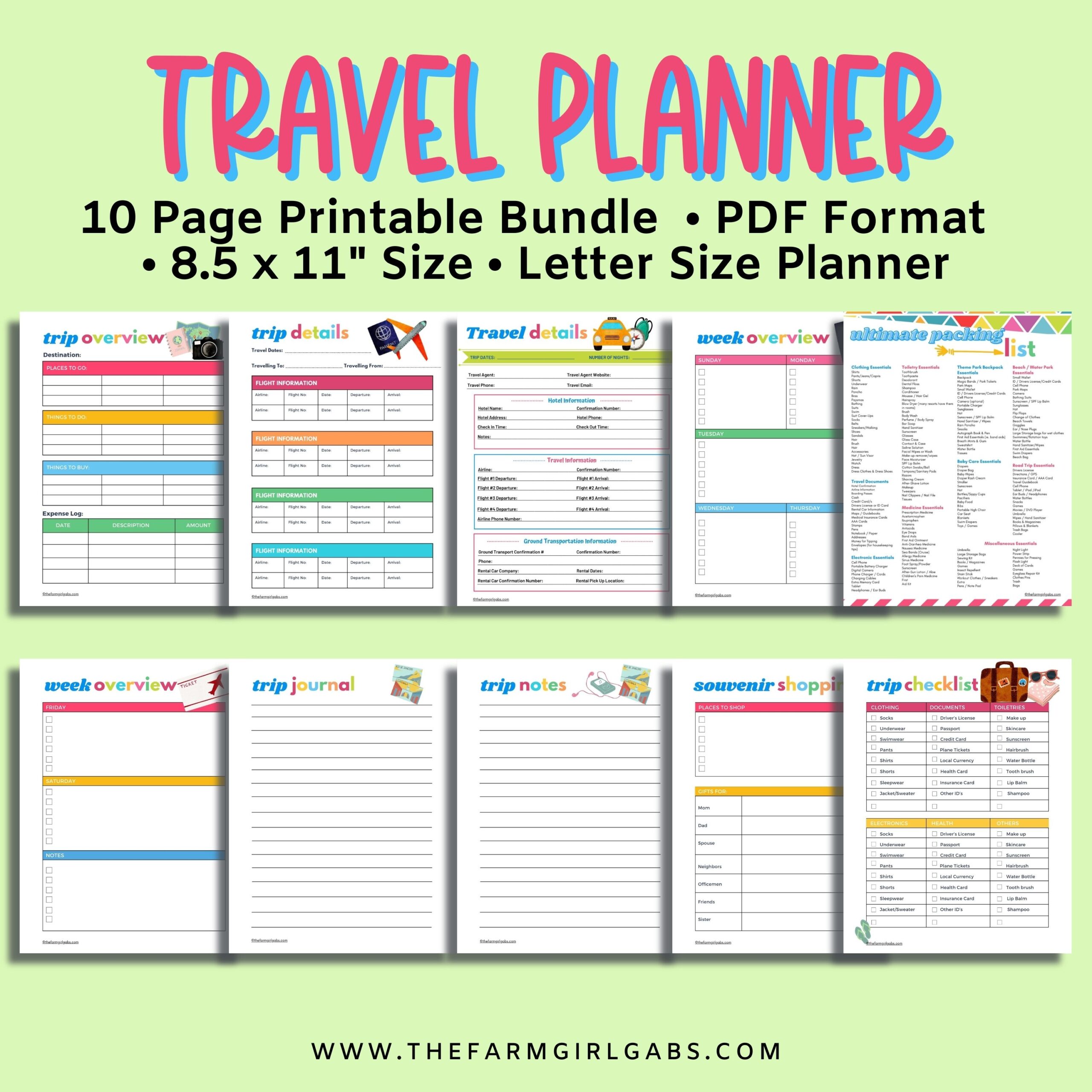 Family Vacation Travel Planner Farm Girl Designs