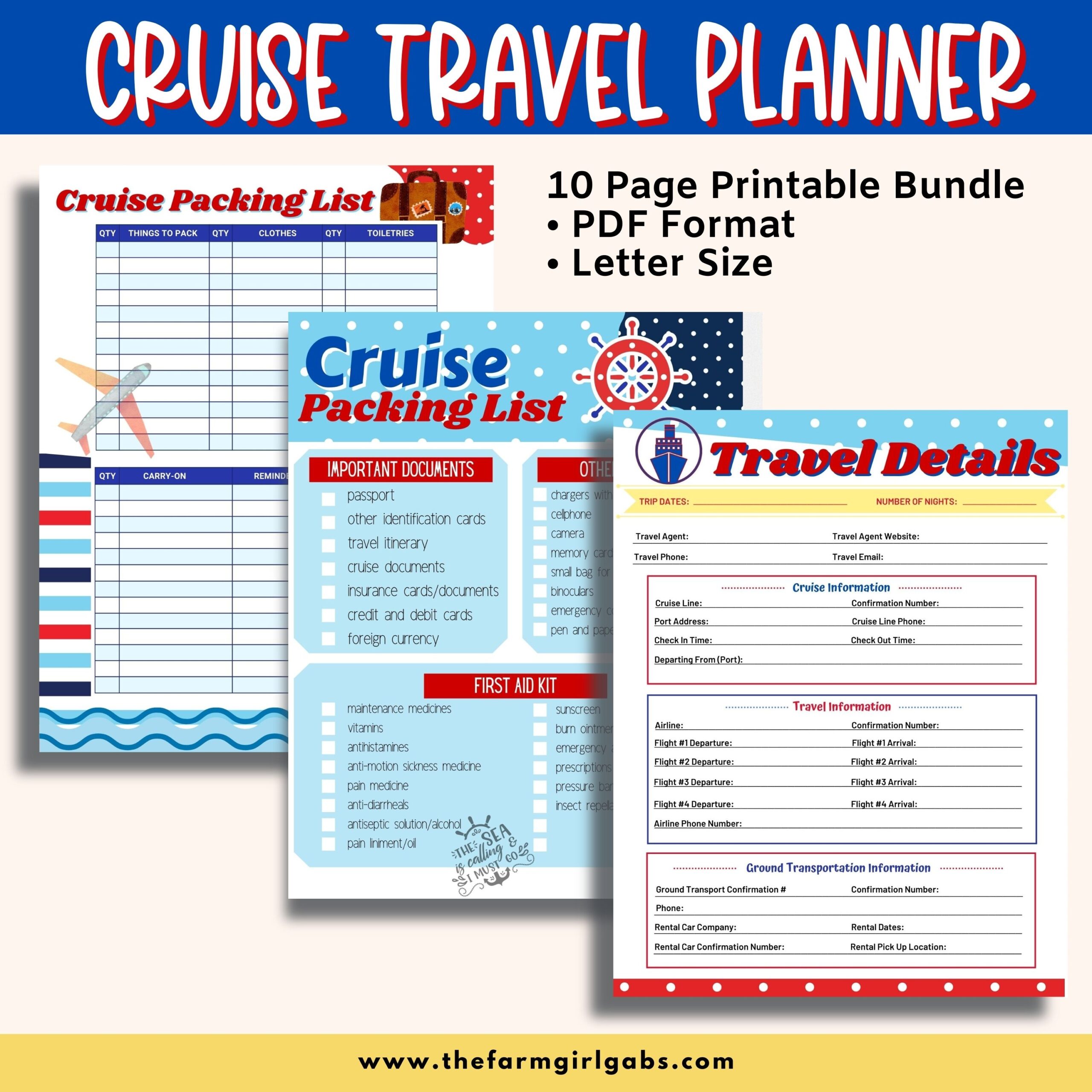 Printable Cruise Planner Farm Girl Designs