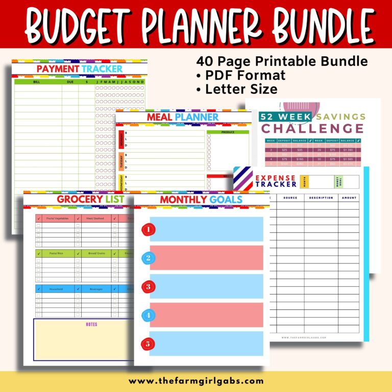 Printable Budget Planner – Farm Girl Designs