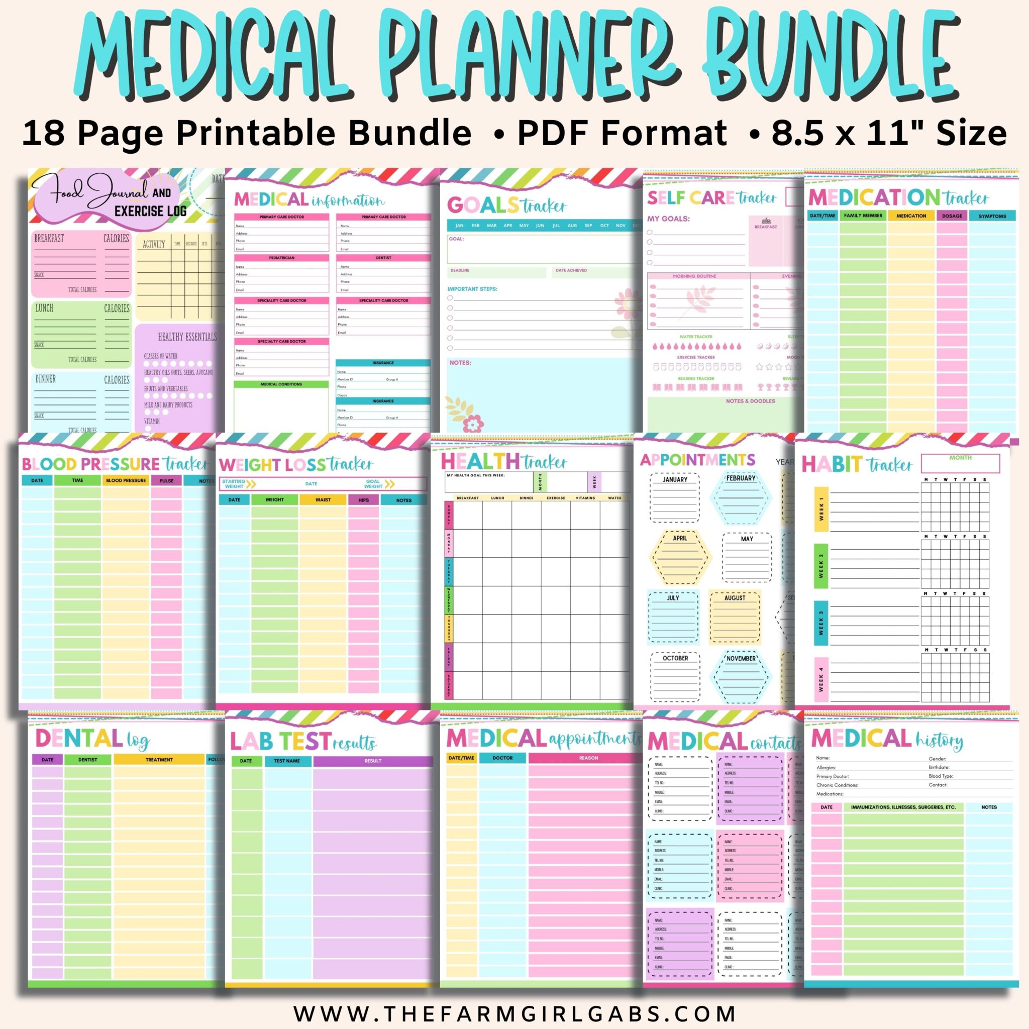 Printable Medical Planner Farm Girl Designs