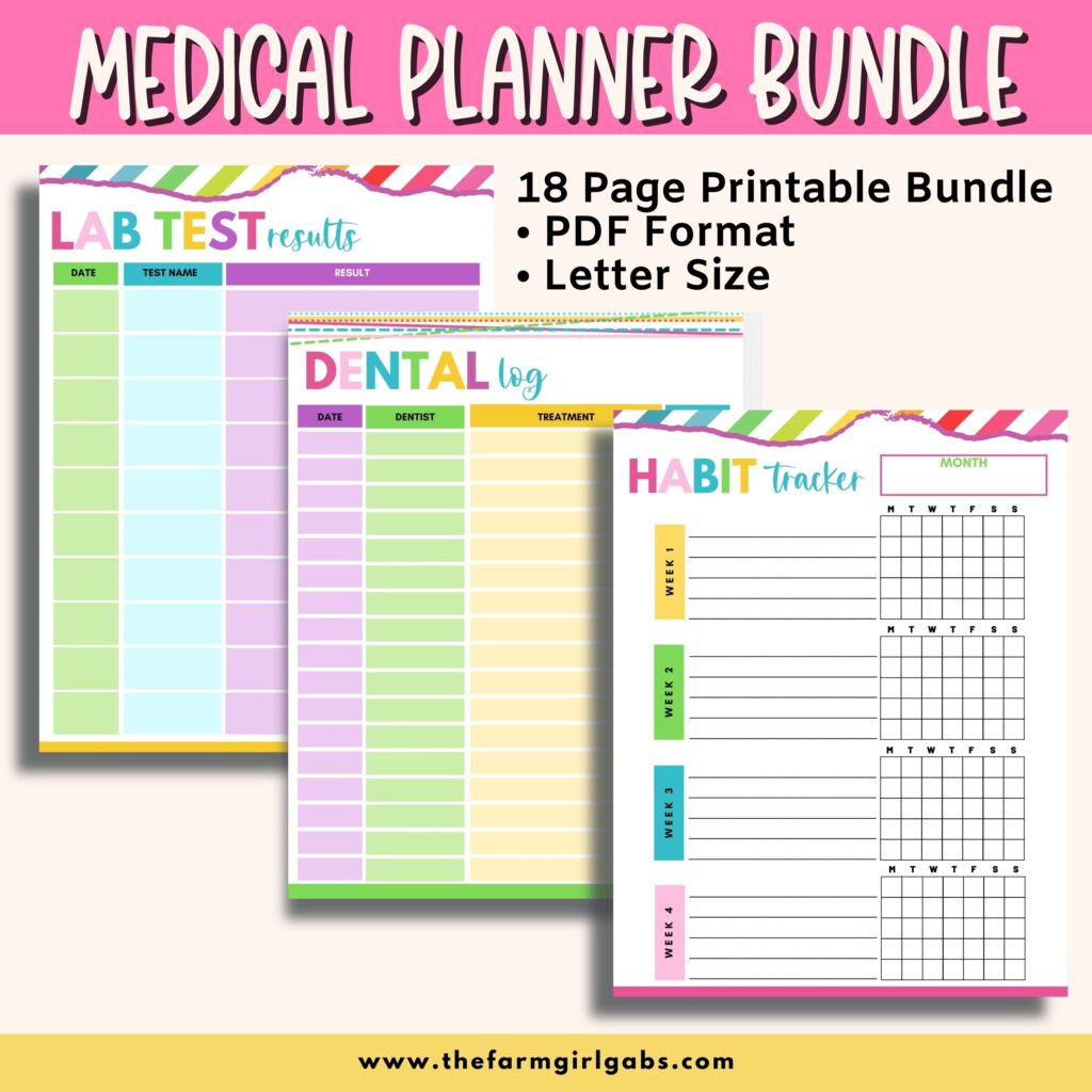 Printable Medical Planner – Farm Girl Designs