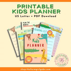 Kids need to plan too. This handy printable kids planner will help them organize their schedule and activities. Great way to keep kids on task, Perfect planner for elementary school kids and homeschoolers too.