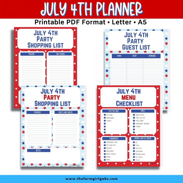 july 4th planner