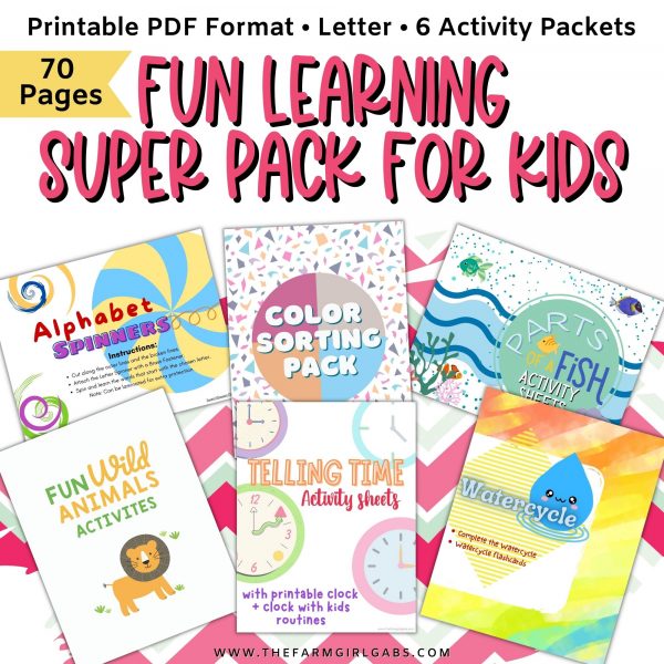 Keep the kids occupied with this fun learning activity super pack. There are six learning packets in all for a total of 60 pages of learning fun. These activity packets are fun learning activities for preschoolers and early elementary kids.