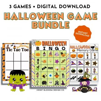 This fun Printable Halloween Game pack will keep the kids entertained for hours. This halloween activity pack includes a 30-card Bingo game, Halloween Matching Game and Halloween Tic Tac Toe.